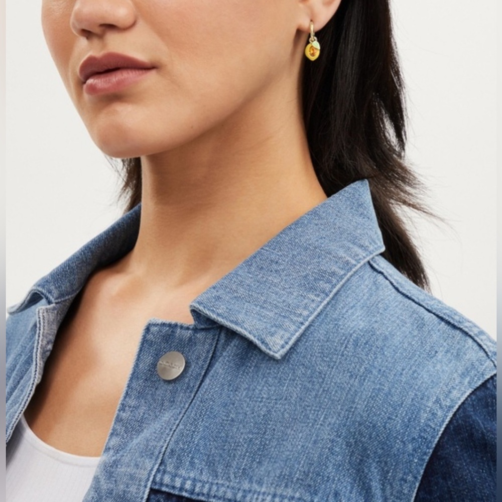 Lot of 2x EUC [Coach] Crystal Earrings, Lemon Charm Huggie & Signature Studs - Picture 5 of 12